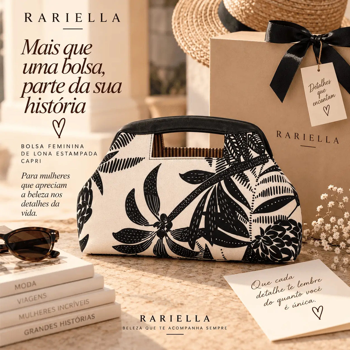 Bolsa Feminina de Lona Estampada Capri para uso casual no dia a dia
