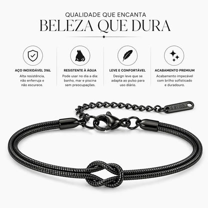Pulseira feminina preta minimalista Snake Duo Love ângulo premium design moderno elegante