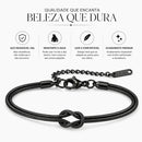 Pulseira feminina preta minimalista Snake Duo Love ângulo premium design moderno elegante