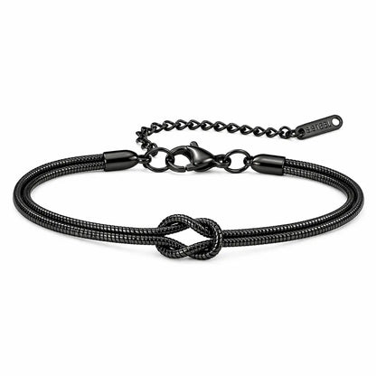 Pulseira preta Snake Duo Love minimalista feminina fundo branco produto destaque loja online