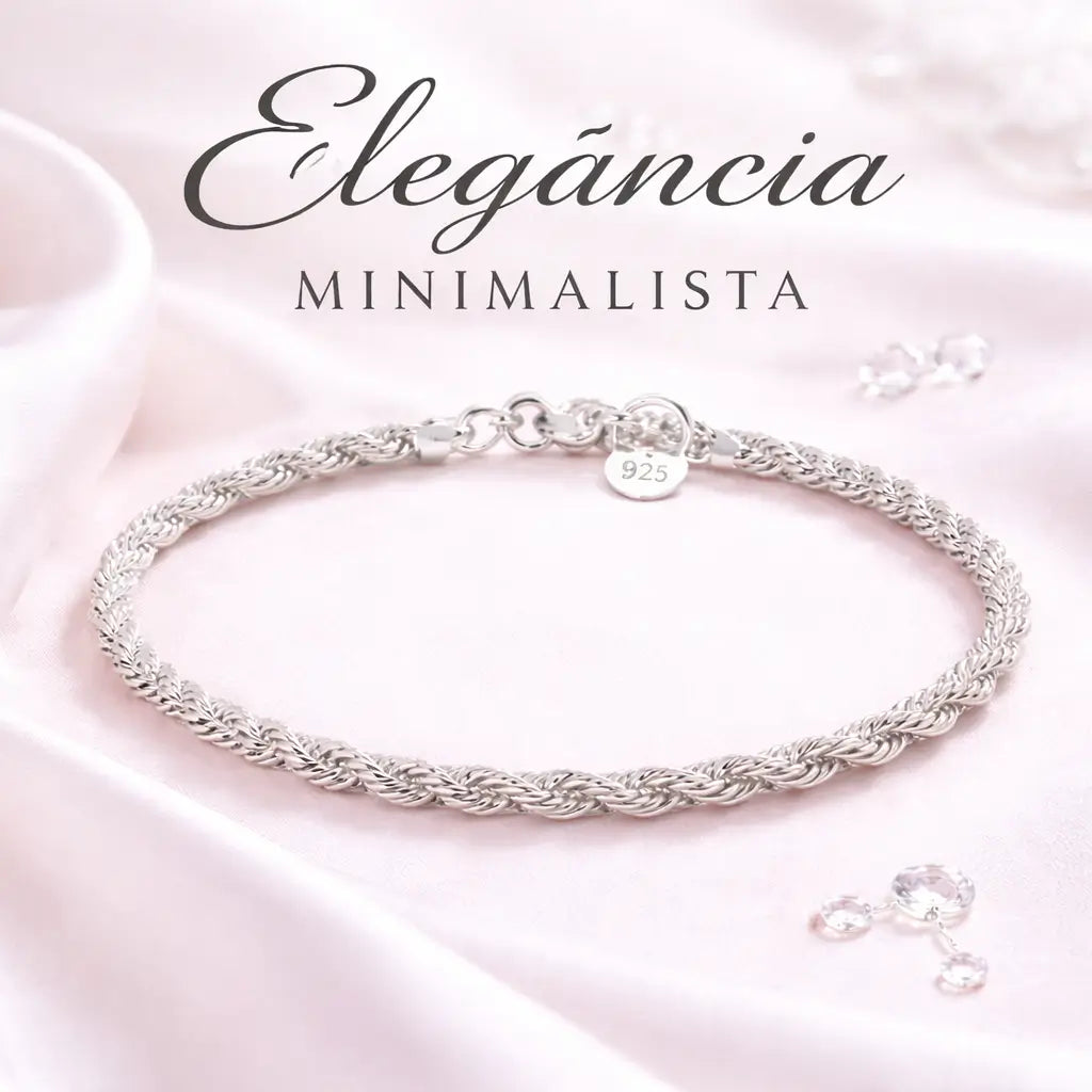Pulseira prata 925 feminina trançada elegancia minimalista joia delicada