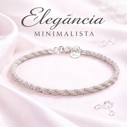 Pulseira prata 925 feminina trançada elegancia minimalista joia delicada