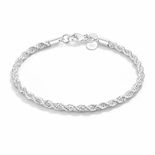 Pulseira feminina prata 925 trançada elegante minimalista 20cm RariElla