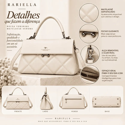 Detalhes da Bolsa Branca Matelassê Verona com acabamento elegante e alças femininas
