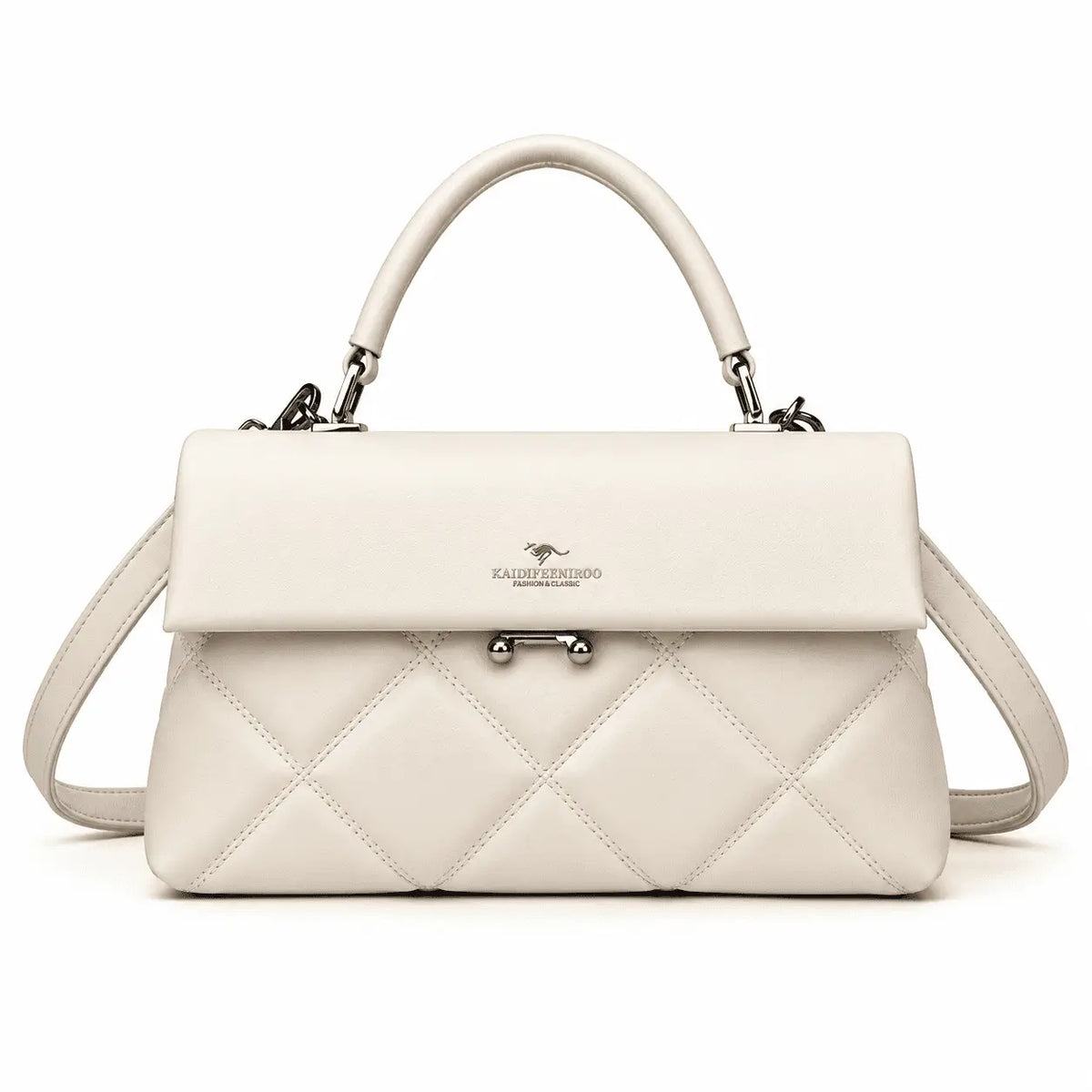 Bolsa Feminina Branca Matelassê Verona com alça de mão e design elegante