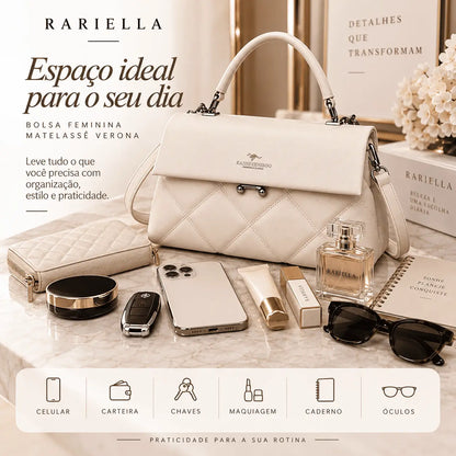 Interior da Bolsa Feminina Branca Verona com compartimentos para organizar itens pessoais