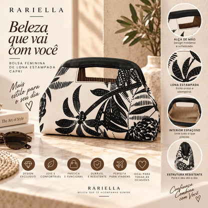 Bolsa Feminina de Lona Capri com design espaçoso e estampa de folhagens