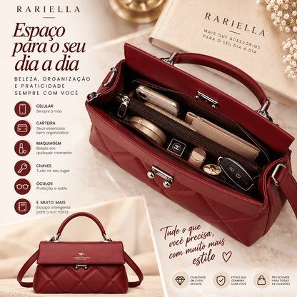Interior da Bolsa Feminina Vermelha Verona com compartimentos para organizar itens pessoais