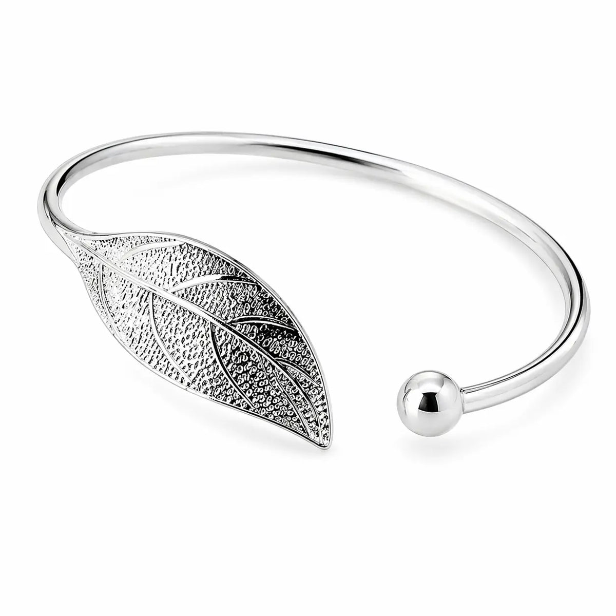 Bracelete feminino folha em prata 925 ajustável com design delicado e elegante