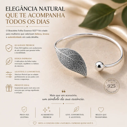 Bracelete feminino folha em prata 925 símbolo de elegância leveza e sofisticação