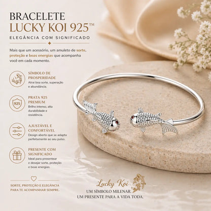 Bracelete feminino Lucky Koi em prata 925 com brilho intenso e acabamento premium