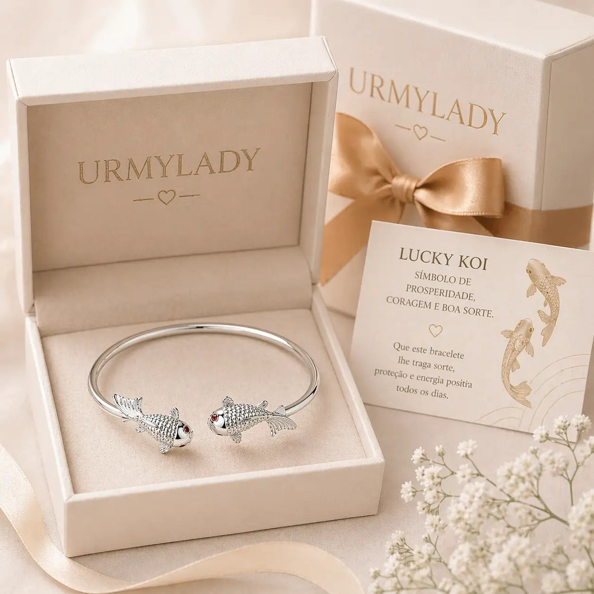 Bracelete Lucky Koi em prata 925 ideal para presente sofisticado com significado