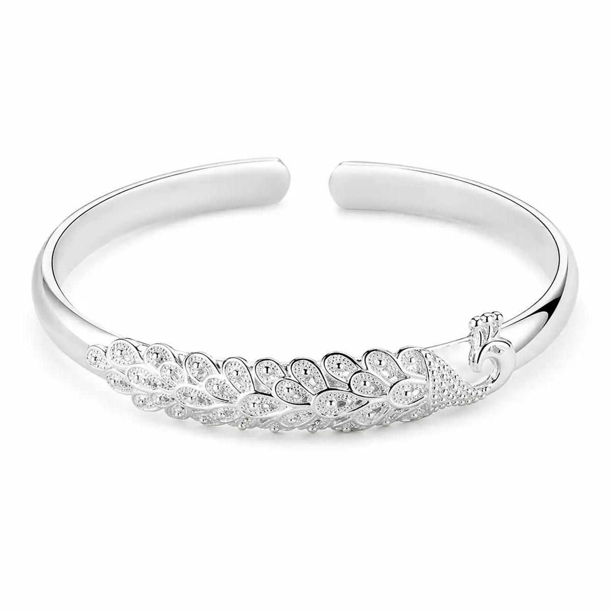Bracelete feminino pavão em prata 925 ajustável com design elegante e acabamento premium