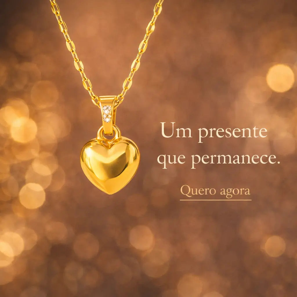 colar feminino dourado 18k coração presente romântico joia elegante delicada para mulher