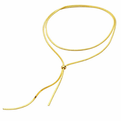 Colar Dourado Aura Linear™ em aço inoxidável ajustável, design minimalista com corrente lisa e acabamento premium, joia feminina elegante e versátil