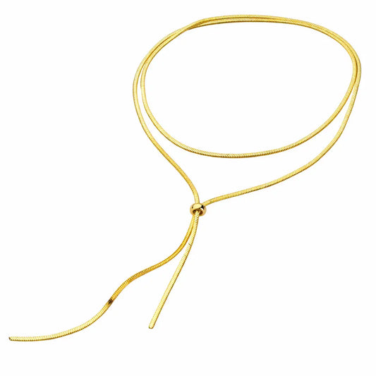 Colar Dourado Aura Linear™ em aço inoxidável ajustável, design minimalista com corrente lisa e acabamento premium, joia feminina elegante e versátil