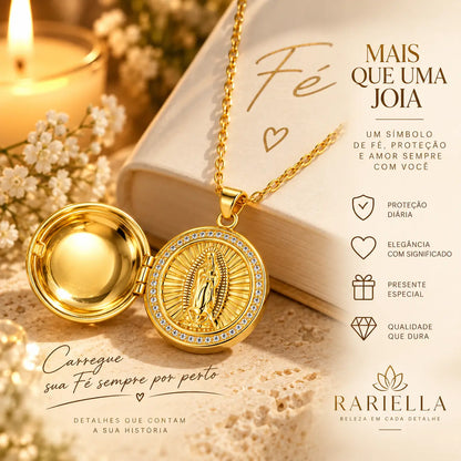 Colar Nossa Senhora dourado com detalhes e significado da medalha religiosa