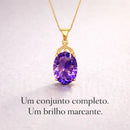 Apresentação premium do colar feminino em prata 925 com pingente de zircônia ametista roxa, design refinado e brilho marcante.