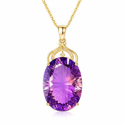 Colar feminino em prata 925 com pingente em formato de gota e zircônia cor ametista roxa, acabamento premium e brilho intenso.