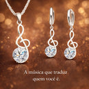Conjunto completo Harmonia Lumière com colar e brincos em prata 925, joia feminina elegante com zircônia cúbica