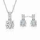 Conjunto Lumière Classic em Prata 925 com colar e brincos femininos em zircônia cúbica de alto brilho, joias elegantes e sofisticadas