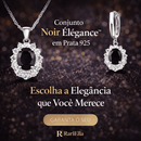 Conjunto Noir Élégance em prata 925 com colar e brincos de pedra preta e zircônias, joias femininas sofisticadas em fundo elegante, ideal para ocasiões especiais.