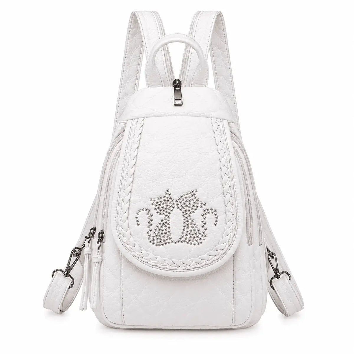 Mochila Feminina Branca Compacta Siena com design elegante em fundo branco