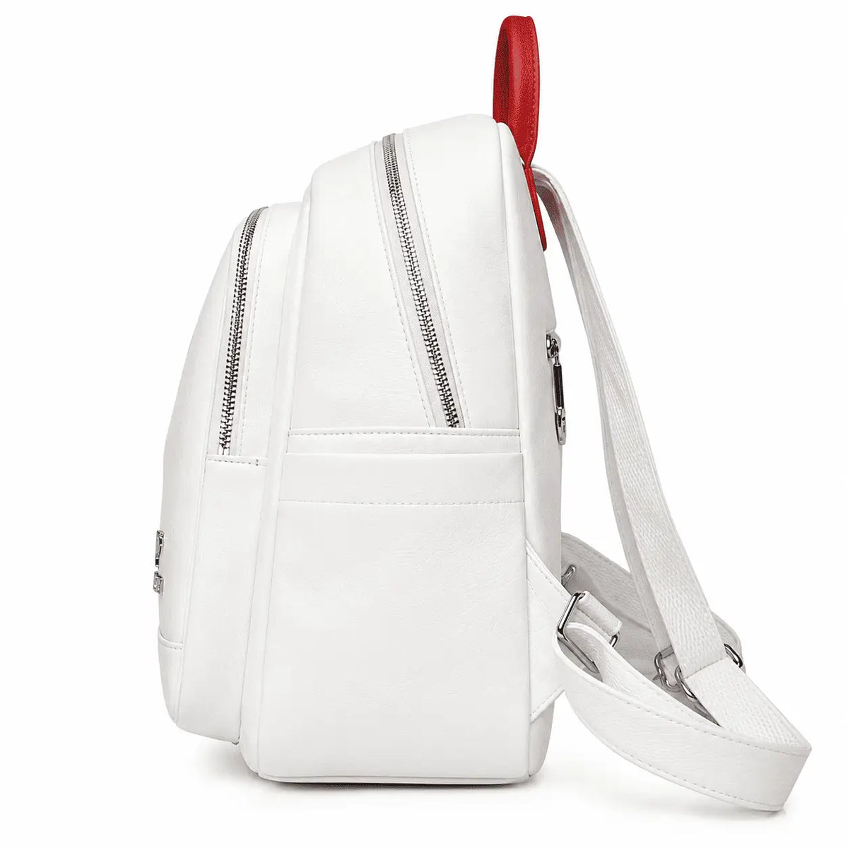 Vista traseira da Mochila Feminina Branca Évora com alças ajustáveis