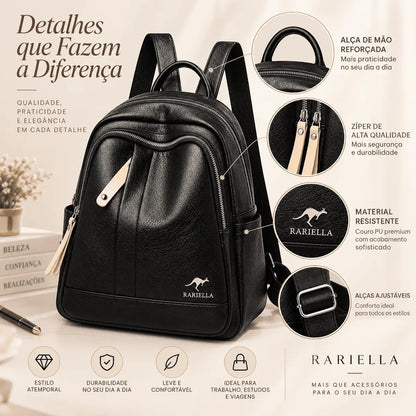 Mochila Feminina Preta Évora com bolsos e compartimentos para organização