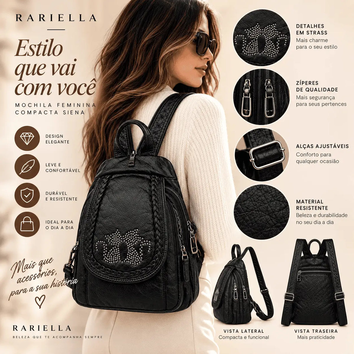 Bolsa Feminina Branca Verona com alça de mão e opções para diferentes formas de uso