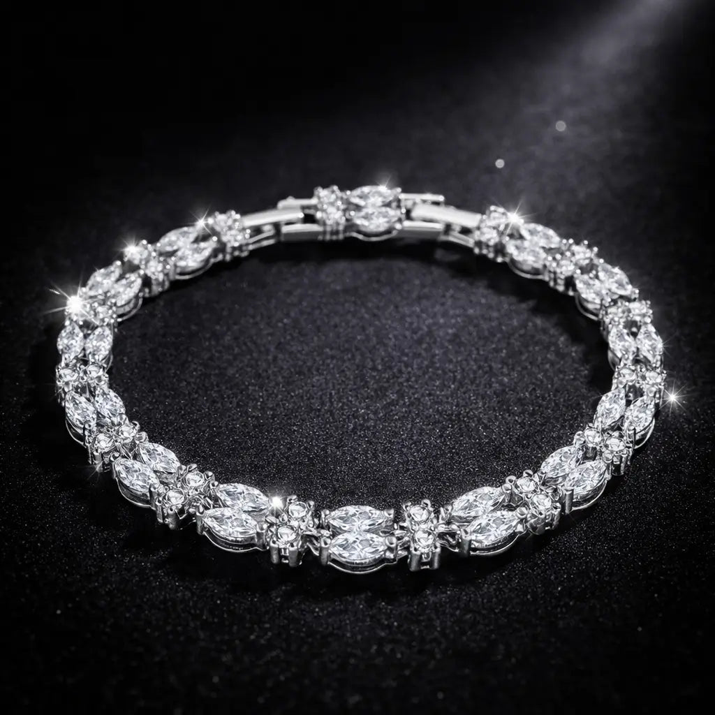 Pulseira em prata 925 com zircônias de alto brilho estilo joia premium feminina