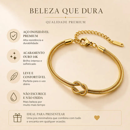 Pulseira Snake Duo Love dourada qualidade premium não escurece leve e confortável