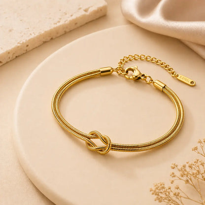 Pulseira dourada feminina Snake Duo Love estilo luxo minimalista joia elegante