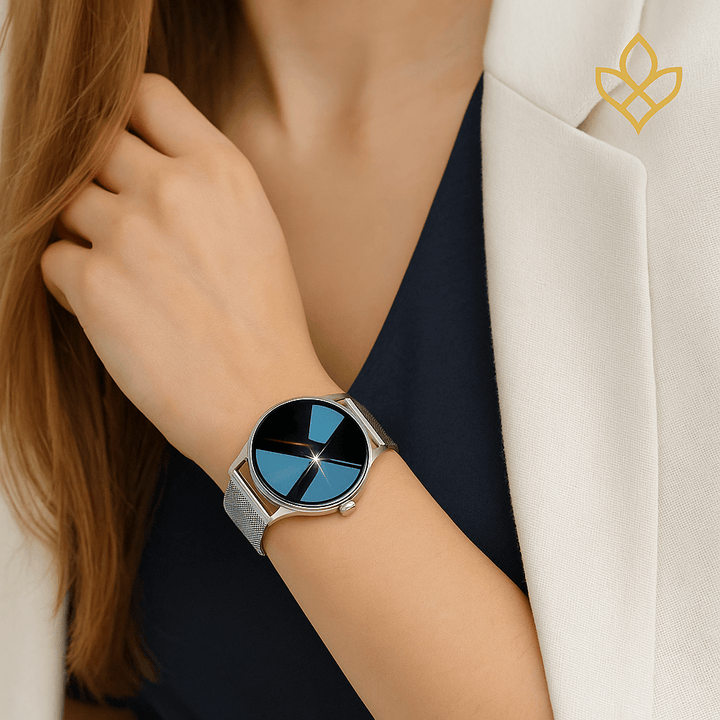 Relógio feminino RariElla Silver Elegance em aço prata no pulso, estilo lifestyle premium, pulseira milanesa e design sofisticado para moda e acessórios de luxo