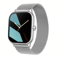 Smartwatch Feminino Elegance Milan em aço inox prata com pulseira milanese, imagem premium clean sem texto